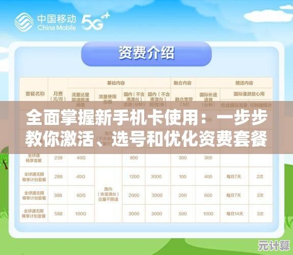 全面掌握新手机卡使用：一步步教你激活、选号和优化资费套餐
